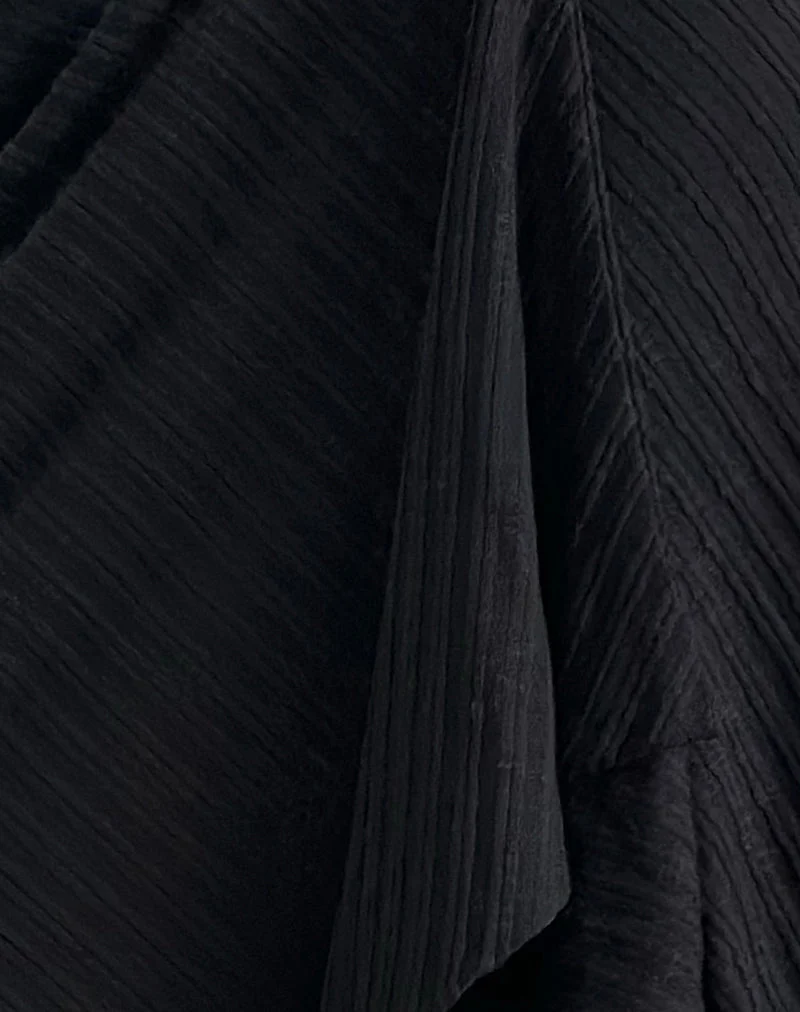 Esmeray Midirock aus transparentem Diagonalstrick Schwarz