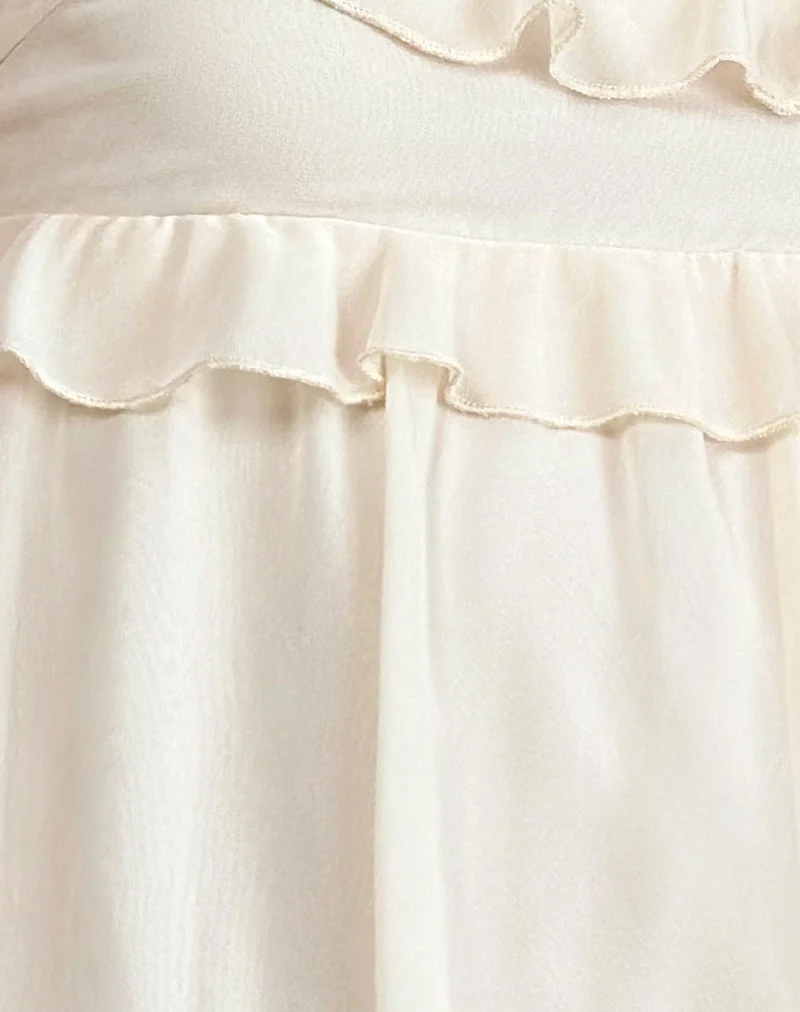 Garistha Babydoll Puffball Minikleid in Creme