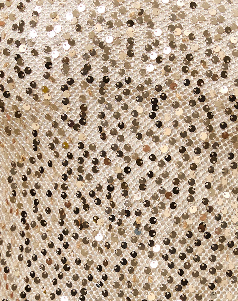 Rimo Bandeau-Top aus goldenem Paillettenstoff