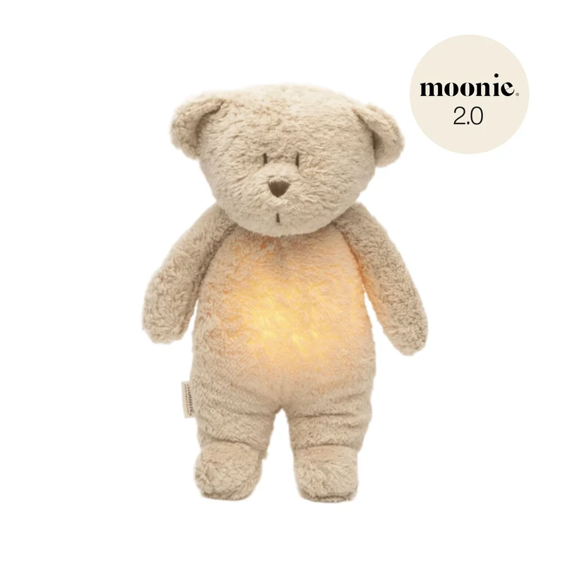 Moonie Bär 2.0 Organic Nachtlicht, Einschlafhilfe & Kuscheltier - Sand natur