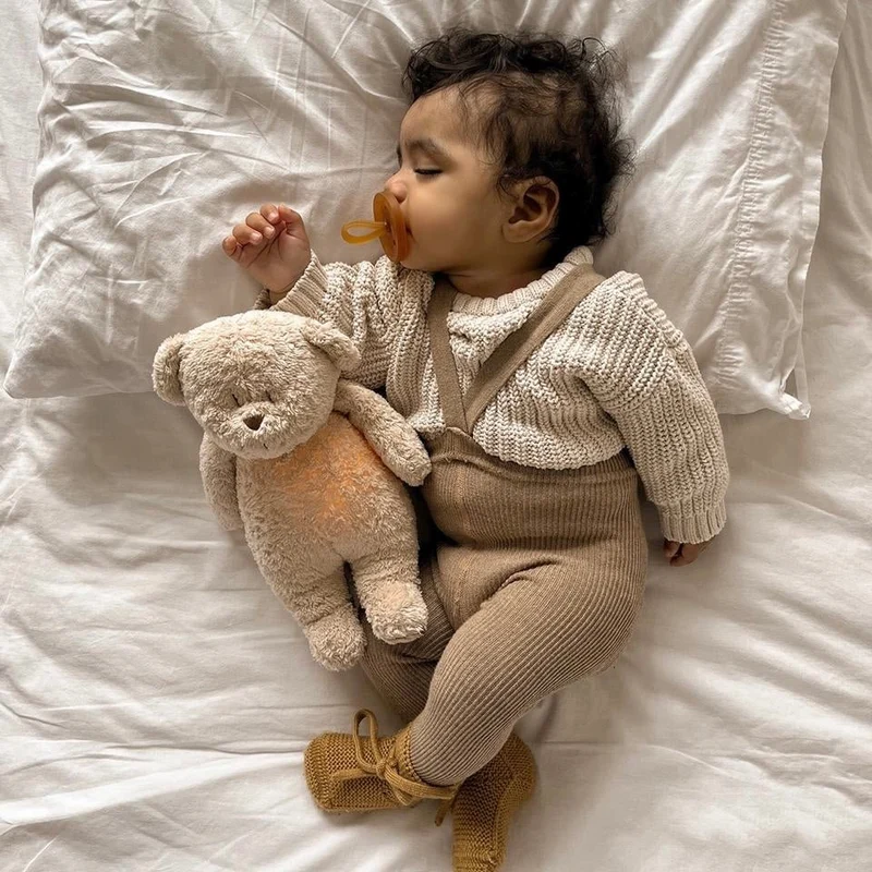 Moonie Bär 2.0 Organic Nachtlicht, Einschlafhilfe & Kuscheltier - Sand natur