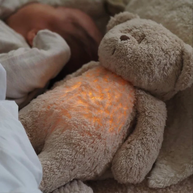 Moonie Bär 2.0 Organic Nachtlicht, Einschlafhilfe & Kuscheltier - Sand natur