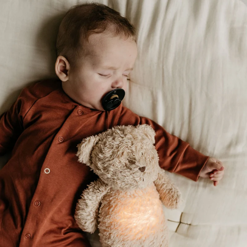 Moonie Bär 2.0 Organic Nachtlicht, Einschlafhilfe & Kuscheltier - Sand natur