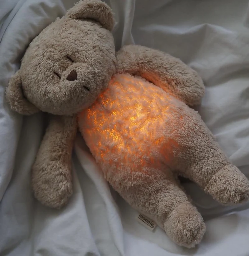 Moonie Bär 2.0 Organic Nachtlicht, Einschlafhilfe & Kuscheltier - Sand natur