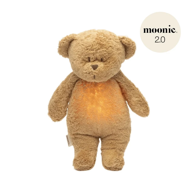 Moonie Bär 2.0 Organic Nachtlicht, Einschlafhilfe & Kuscheltier - Cappuccino natur