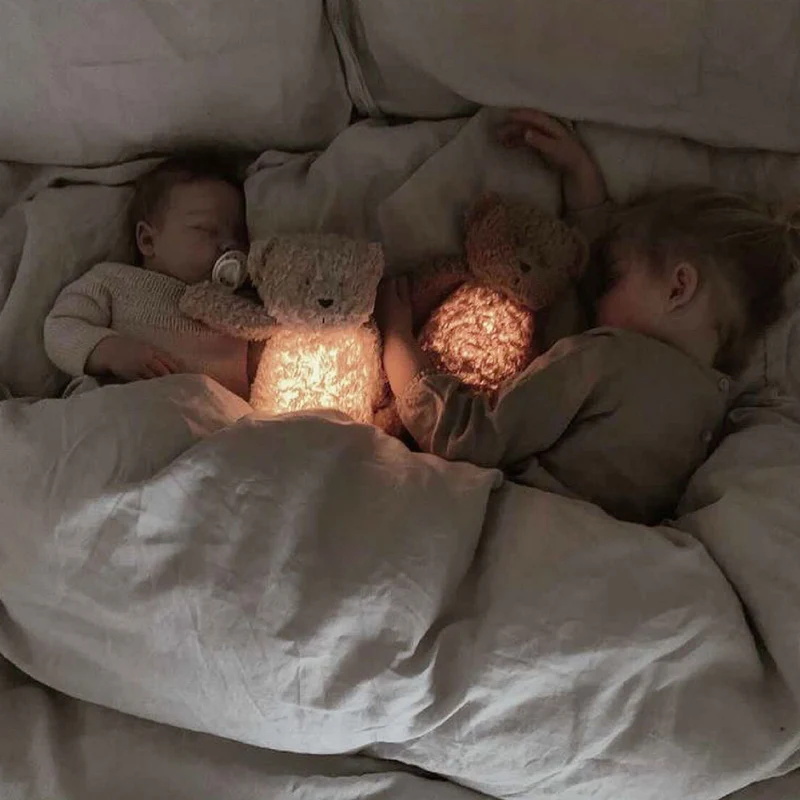Moonie Bär 2.0 Organic Nachtlicht, Einschlafhilfe & Kuscheltier - Cappuccino natur