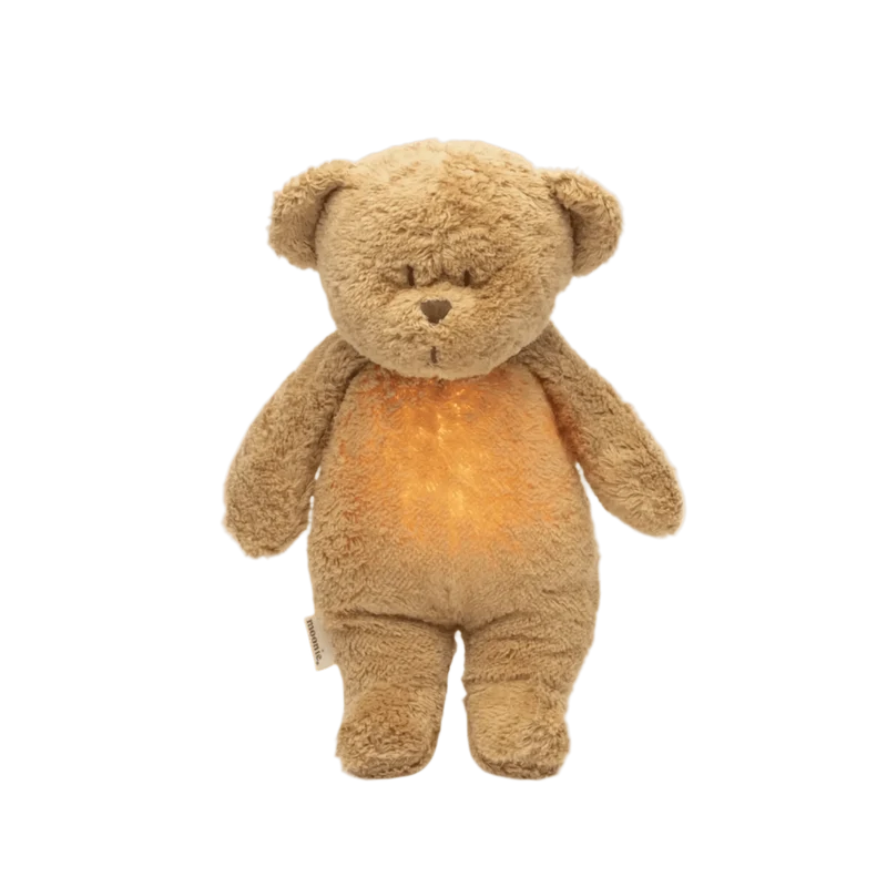 Moonie Bär 2.0 Organic Nachtlicht, Einschlafhilfe & Kuscheltier - Cappuccino natur