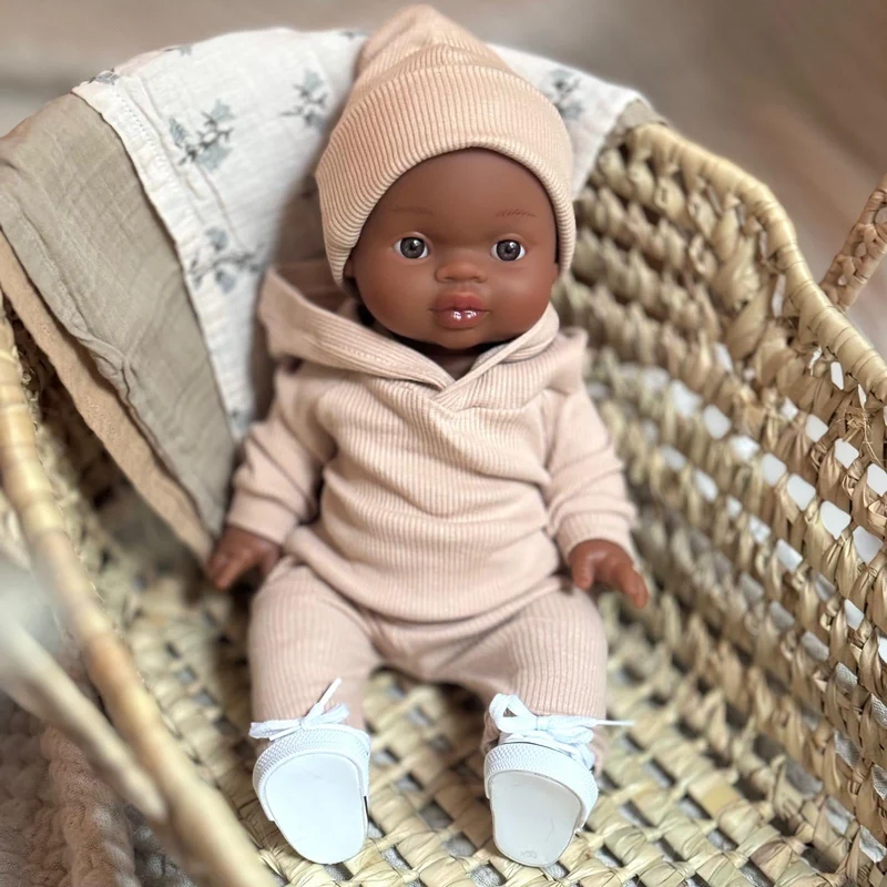 Puppenkleidung Hoodie & Leggings Set rib beige