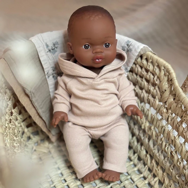 Puppenkleidung Hoodie & Leggings Set rib beige