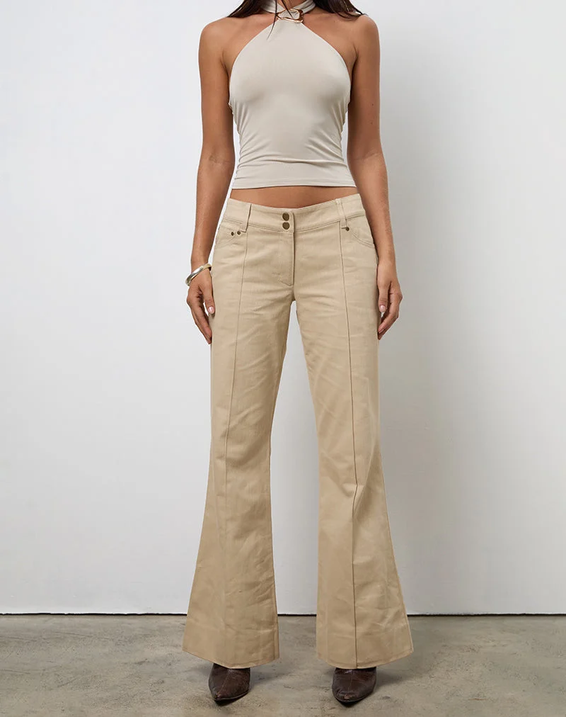 Lintira Slim Leg Hose aus Twill Sand