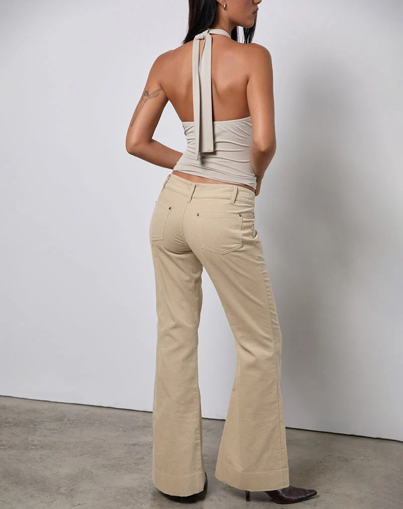 Lintira Slim Leg Hose aus Twill Sand