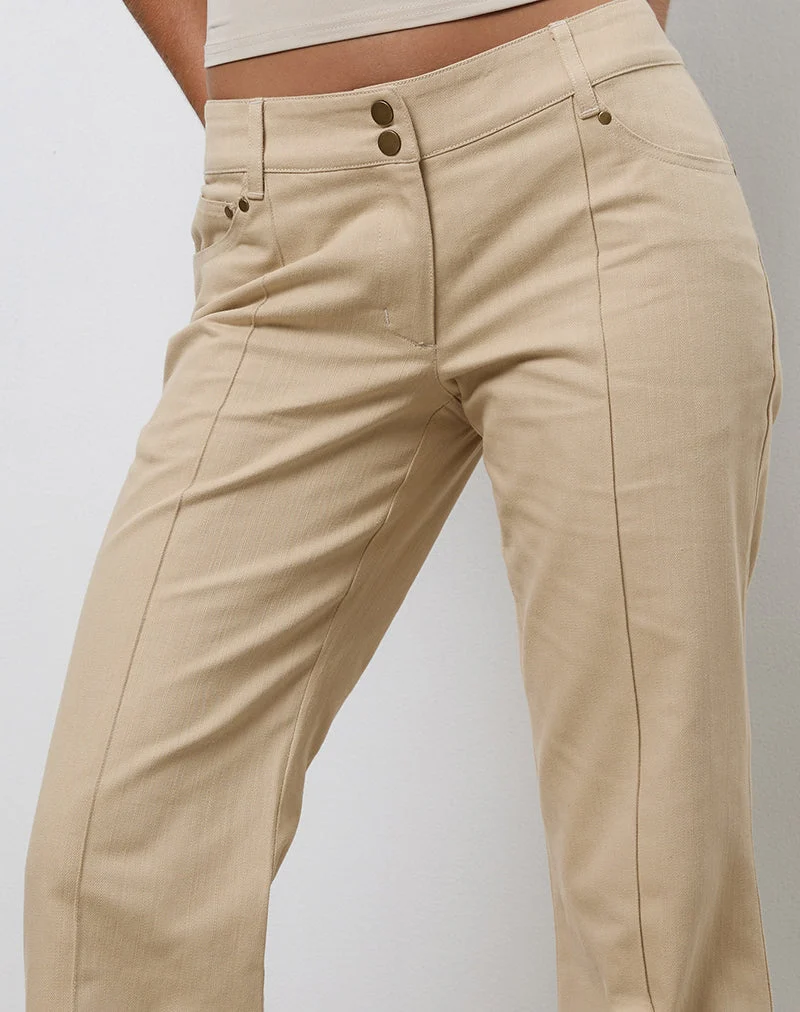 Lintira Slim Leg Hose aus Twill Sand