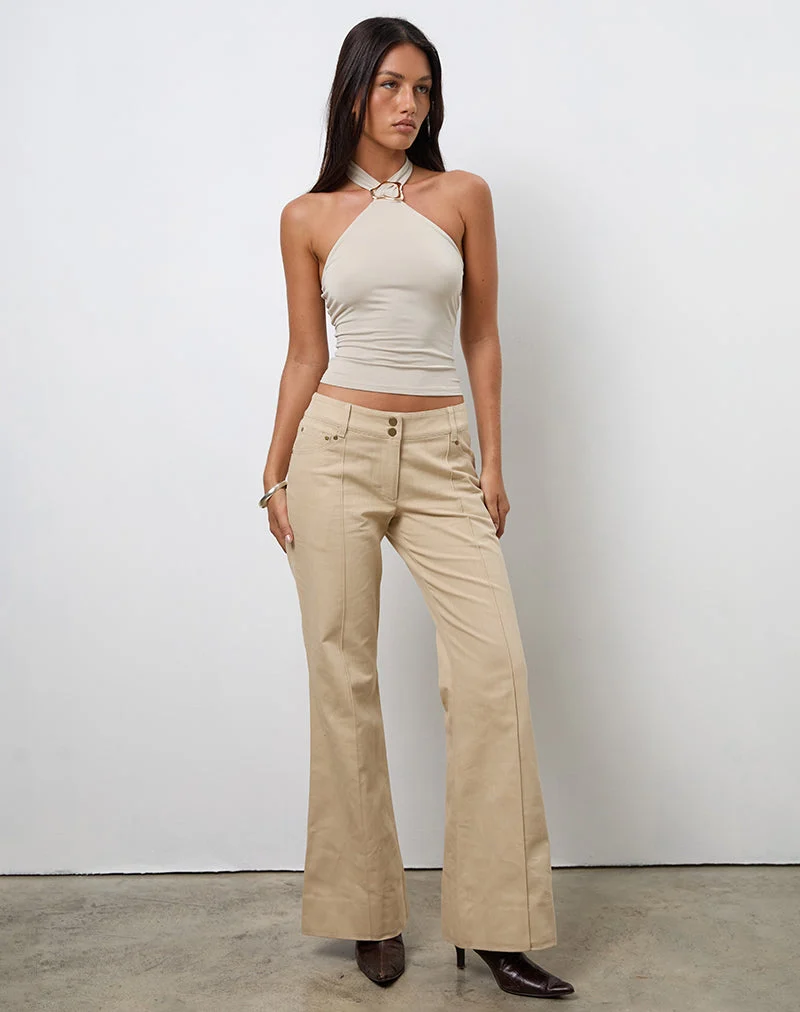 Lintira Slim Leg Hose aus Twill Sand