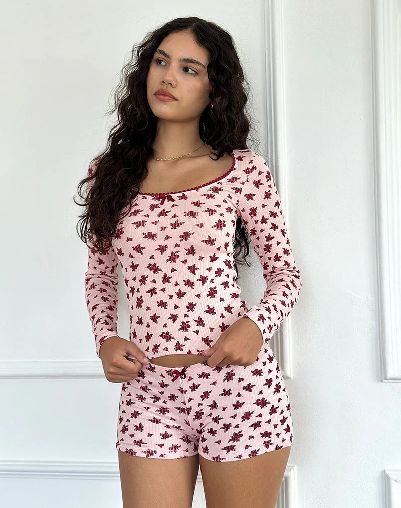 Ritulia Pyjama-Shorts in Floral Fantasy Pink