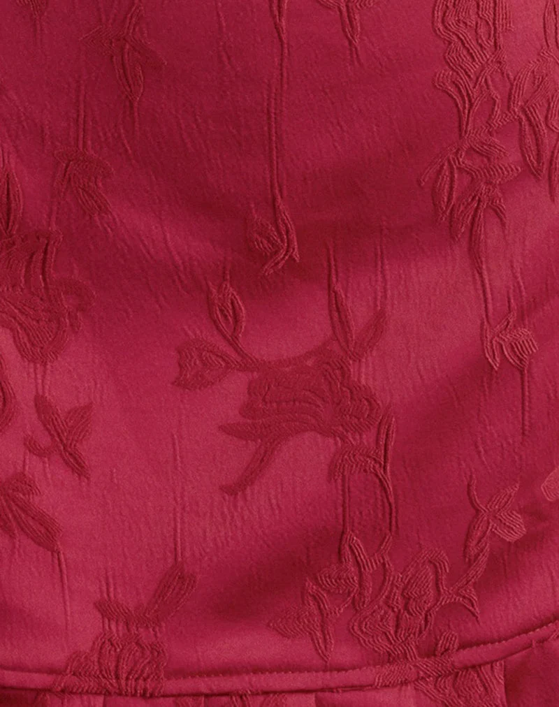 Benian Minikleid aus Satin-Jacquard Rot
