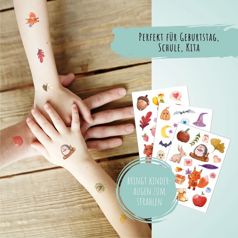 Herbst Kindertattoos - 3 Bögen