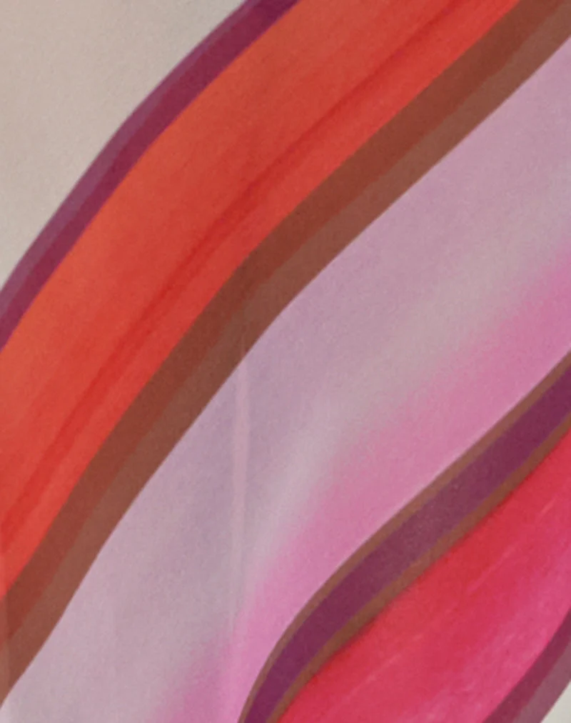 Anira Maxikleid aus rosa Chiffon mit gemalten Streifen