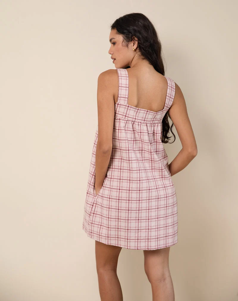 Sanlia Minikleid in Basic Schottenkaro Rosa