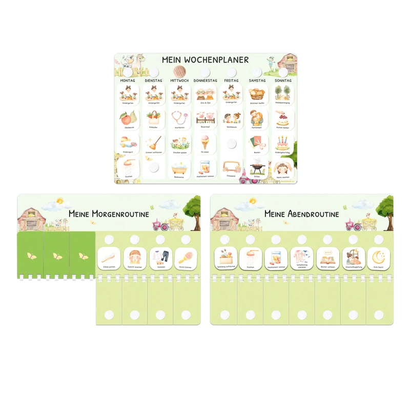 Bundle: Wochenplaner + Morgenroutine + Abendroutine - Bauernhof