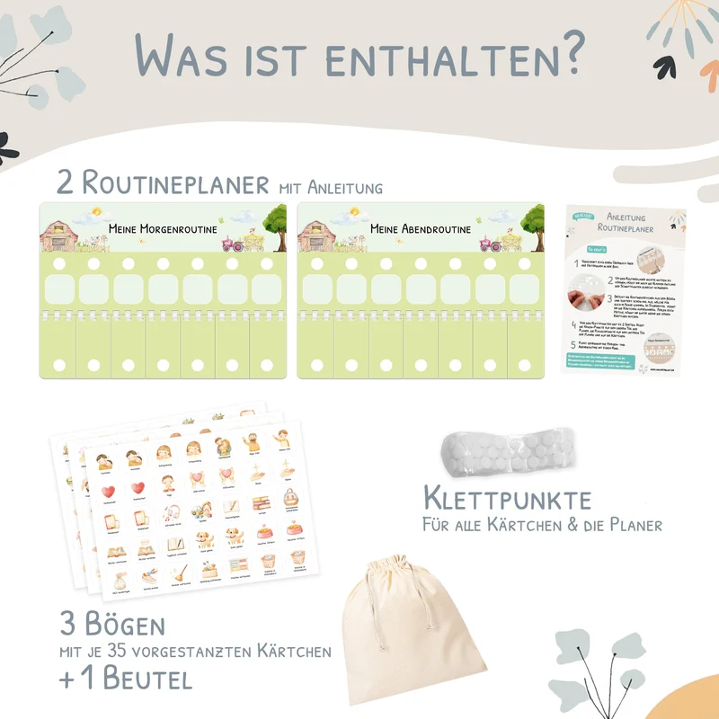 Bundle: Wochenplaner + Morgenroutine + Abendroutine - Bauernhof