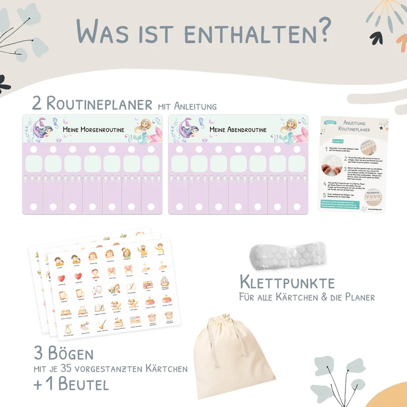 Bundle: Wochenplaner + Morgenroutine + Abendroutine - Meerjungfrau