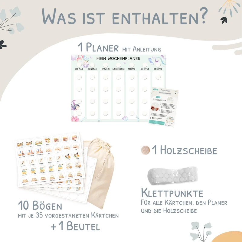 Bundle: Wochenplaner + Morgenroutine + Abendroutine - Meerjungfrau