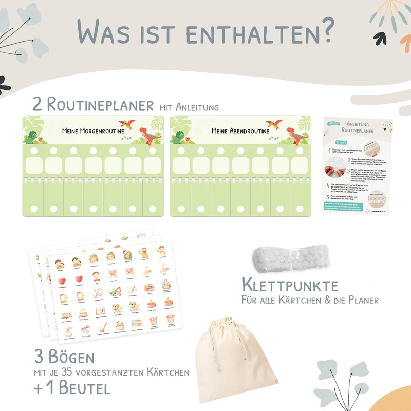 Bundle: Wochenplaner + Morgenroutine + Abendroutine - Dino