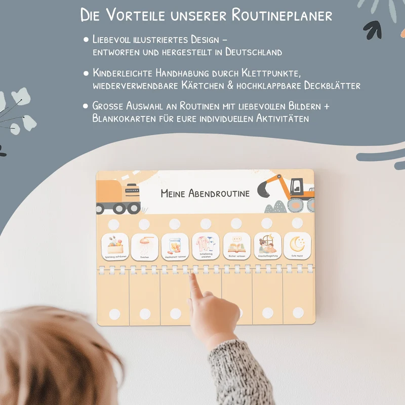 Routineplaner (Morgen & Abend) inkl. 105 Routinekärtchen - Bagger