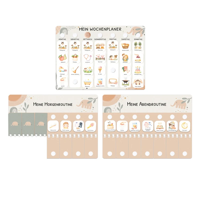 Bundle: Wochenplaner + Morgenroutine + Abendroutine - Elephant