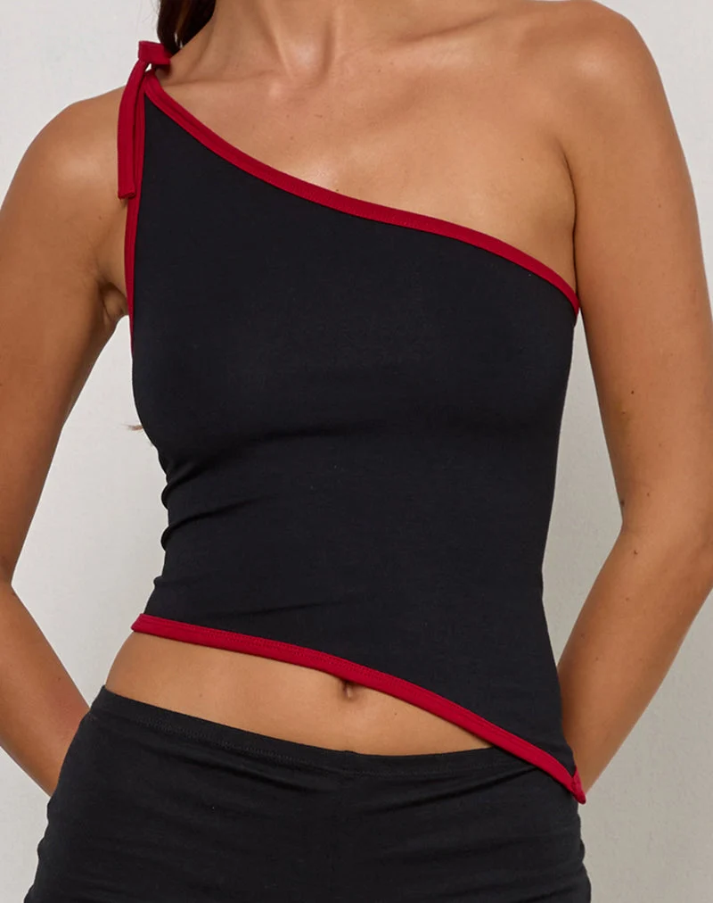 Lenti Asymmetric Top in Schwarz mit roten Adrenalinbindungen