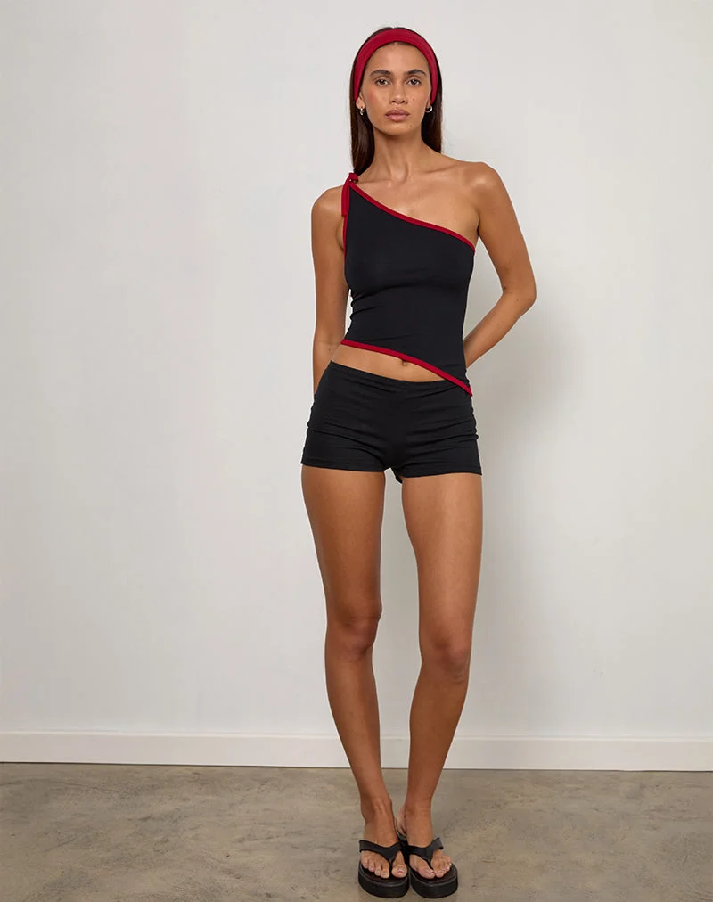 Lenti Asymmetric Top in Schwarz mit roten Adrenalinbindungen