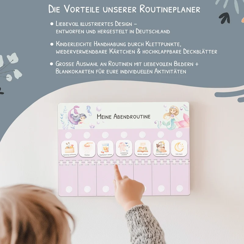Routineplaner (Morgen & Abend) inkl. 105 Routinekärtchen - Meerjungfrau