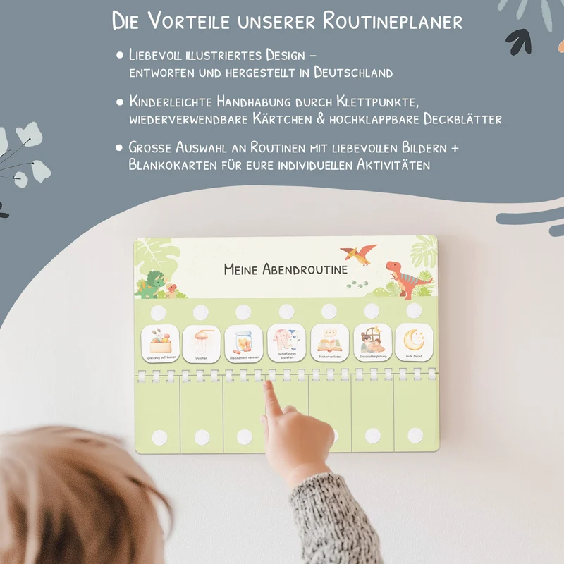 Routineplaner (Morgen & Abend) inkl. 105 Routinekärtchen - Dino