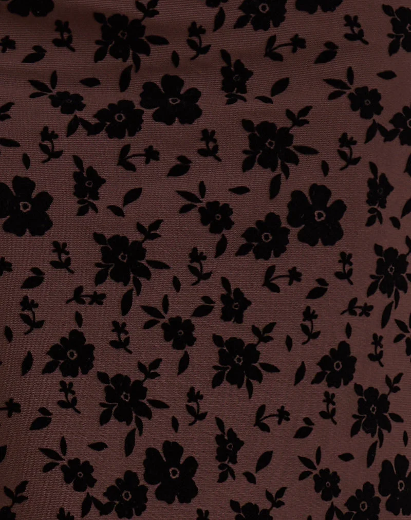 Alfreda Maxirock in Garden Floral Braun