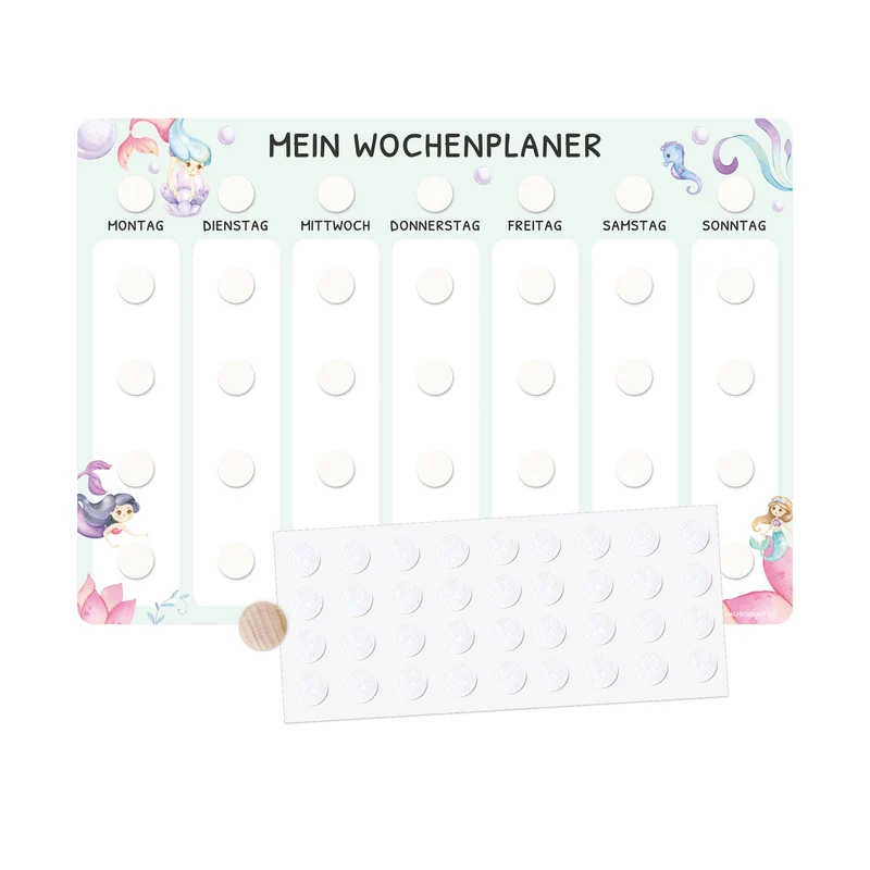 Wochenplaner Kinder Einzeln ohne Kärtchen - Motiv Meerjungfrau