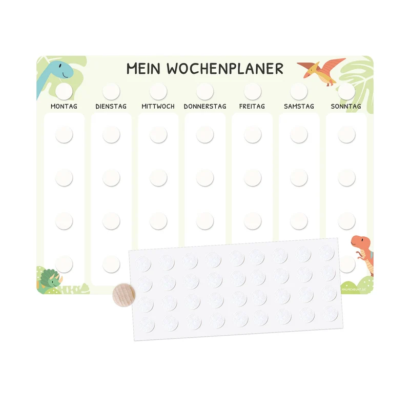 Wochenplaner Kinder Einzeln ohne Kärtchen - Motiv Dino