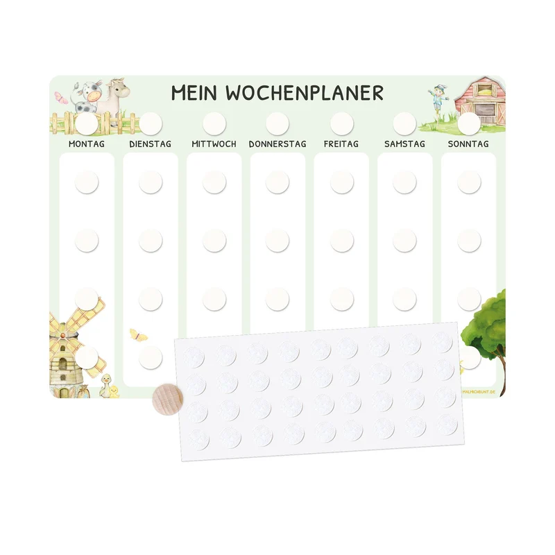Wochenplaner Kinder Einzeln ohne Kärtchen - Motiv Bauernhof
