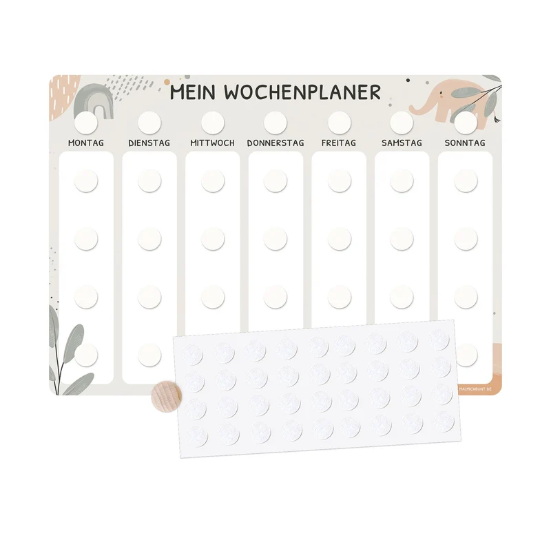 Wochenplaner Kinder Einzeln ohne Kärtchen - Motiv Little Elephant