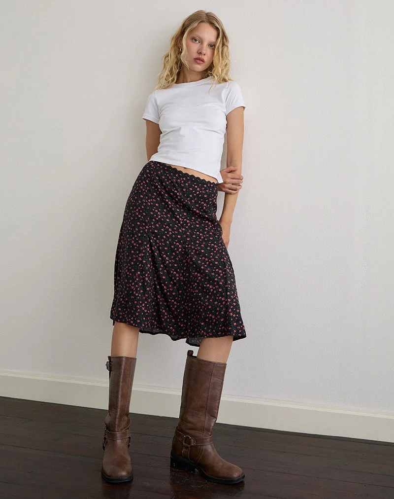 Rahyu Midirock in Dunkelrosa Rose Schwarz