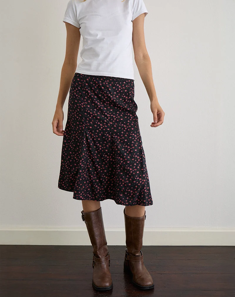 Rahyu Midirock in Dunkelrosa Rose Schwarz