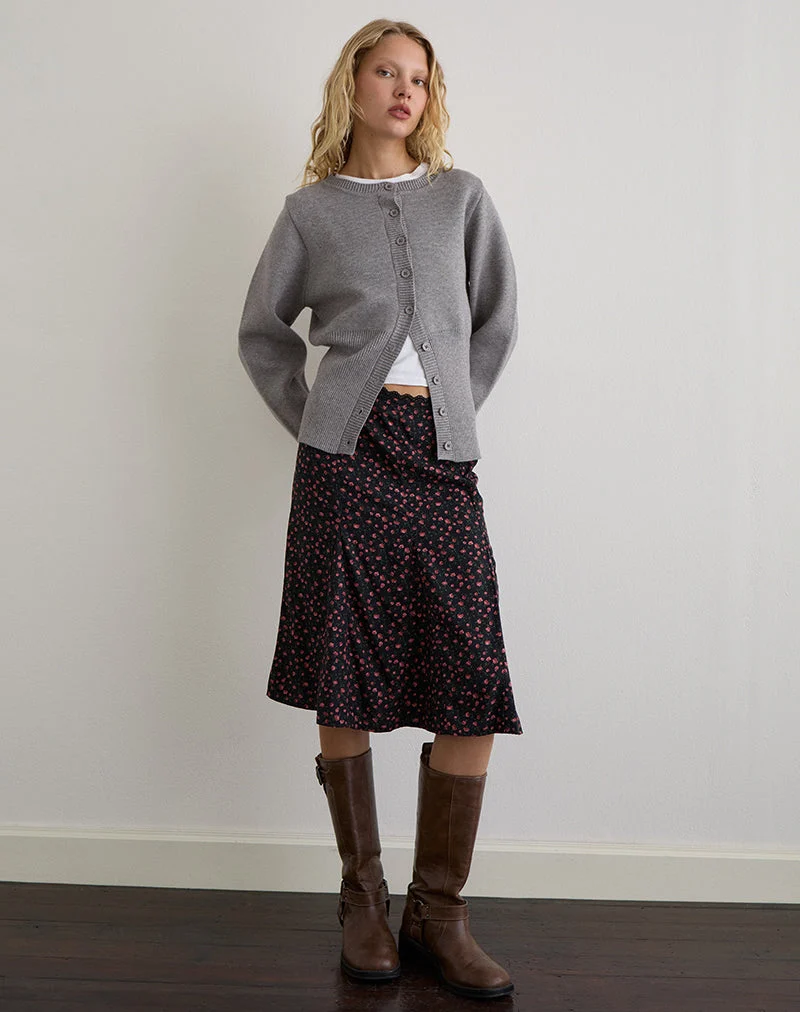 Rahyu Midirock in Dunkelrosa Rose Schwarz
