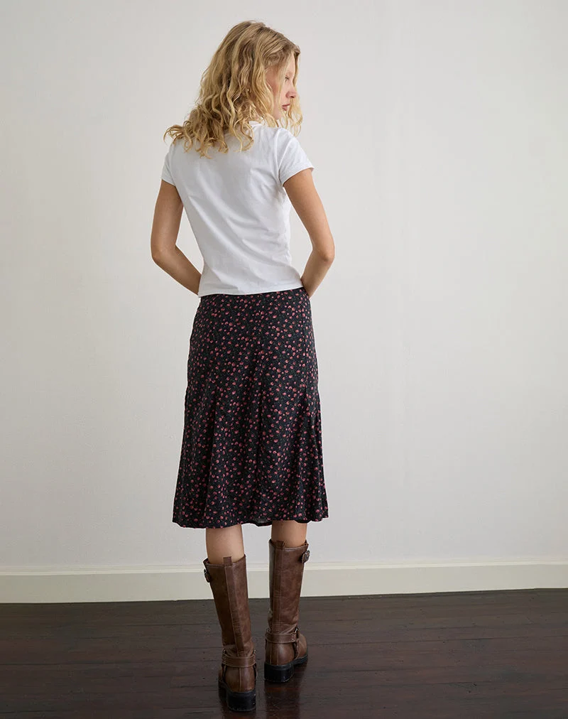 Rahyu Midirock in Dunkelrosa Rose Schwarz