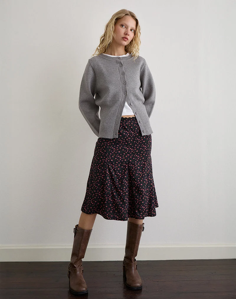 Rahyu Midirock in Dunkelrosa Rose Schwarz