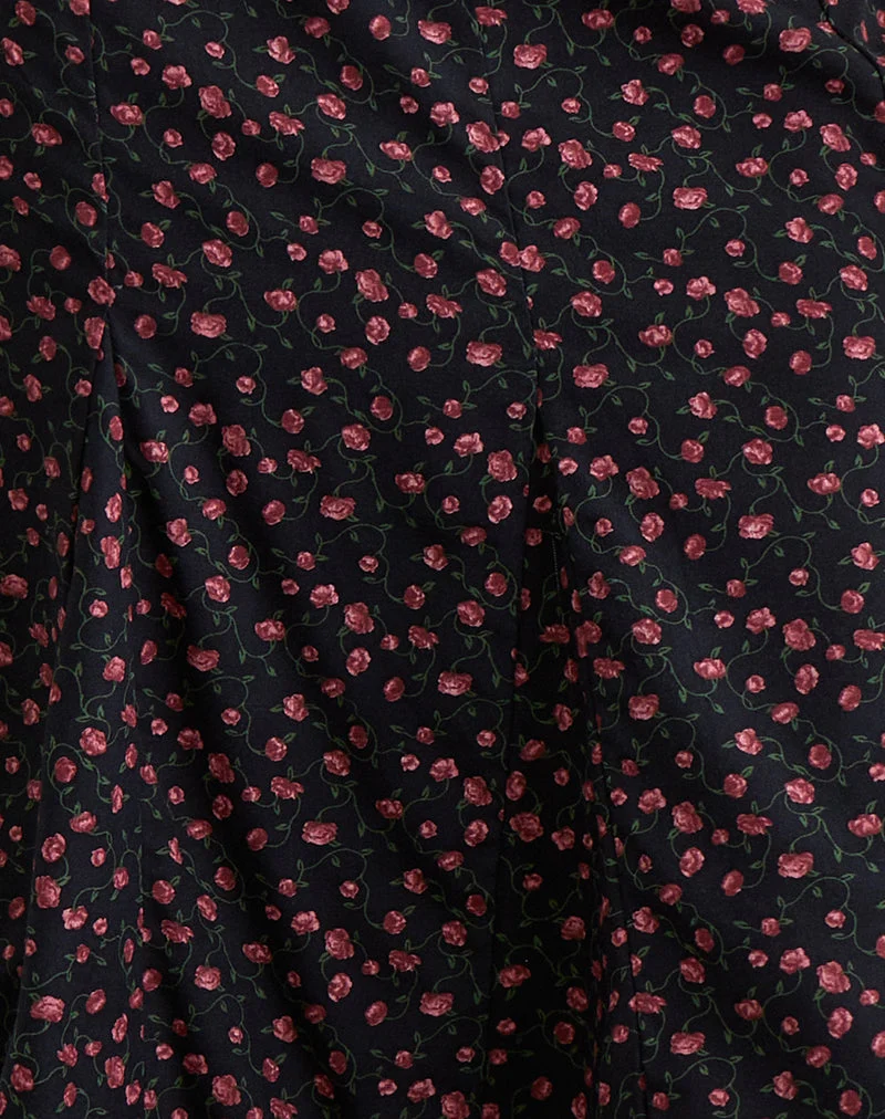 Rahyu Midirock in Dunkelrosa Rose Schwarz