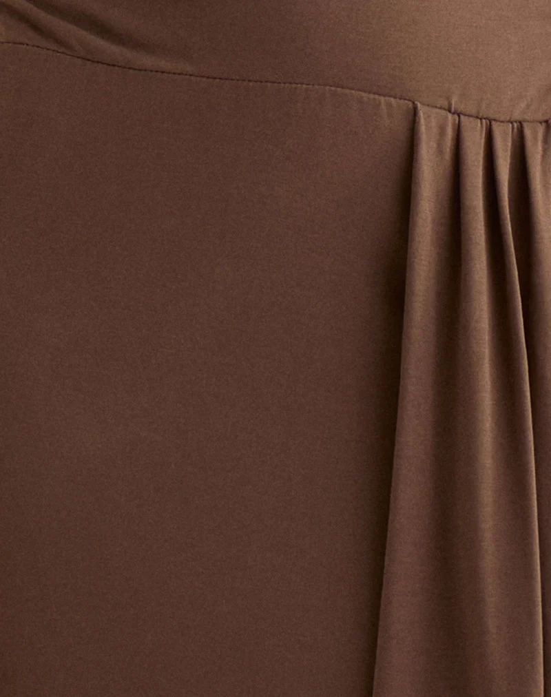 Ryoko Maxikleid aus Cupro Dunkelbraun