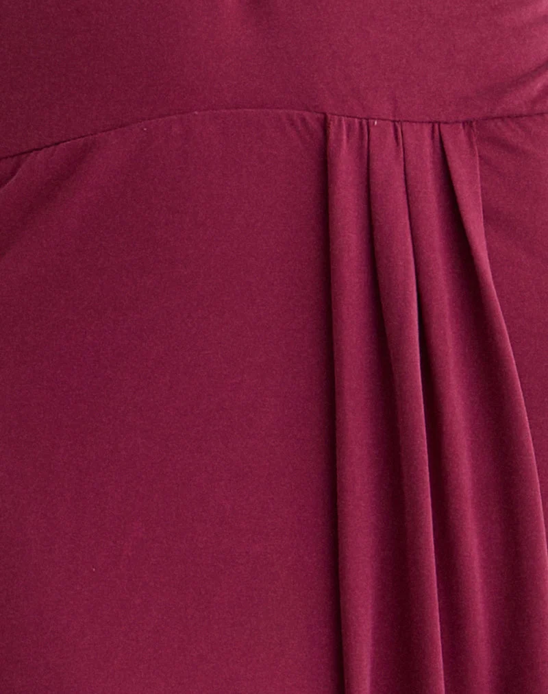 Ryoko Maxikleid aus Cupro Burgundy