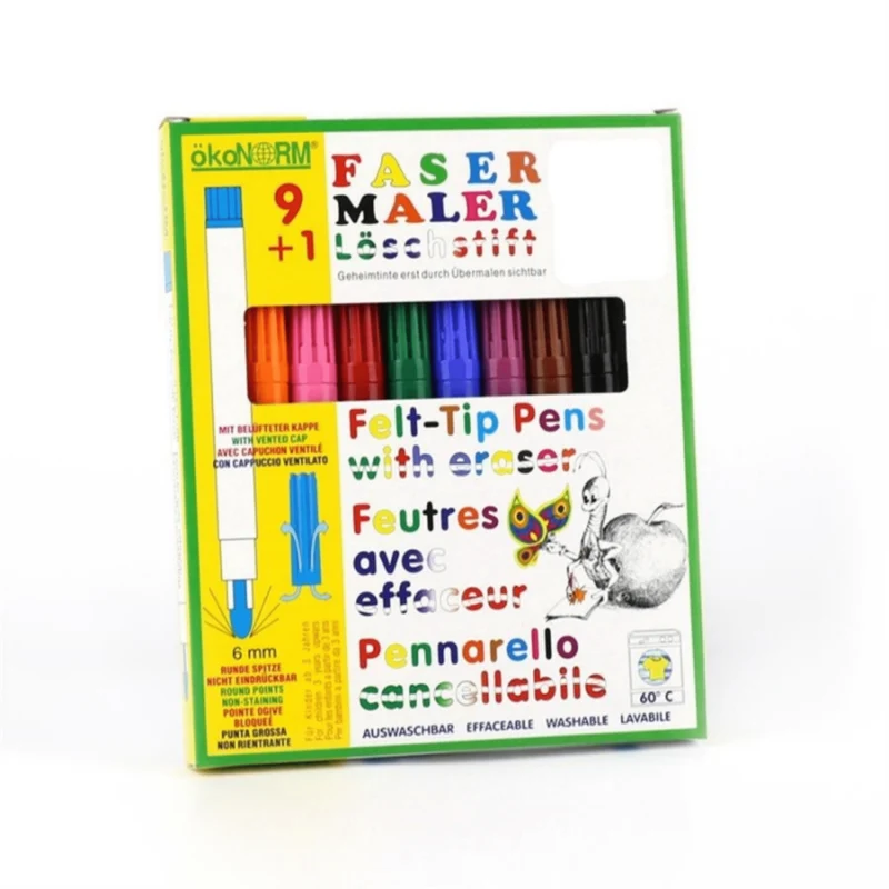 ökoNORM Fasermaler 6mm 9+1, inkl. Löschstift - 9 Farben