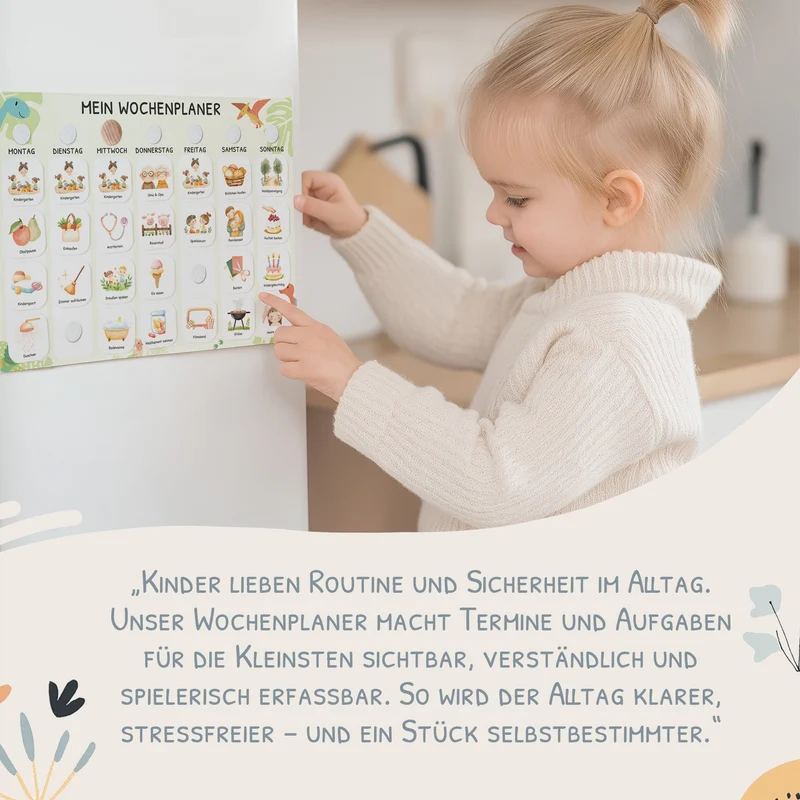 Wochenplaner Kinder inkl. 350 Routinekärtchen - Motiv Dino