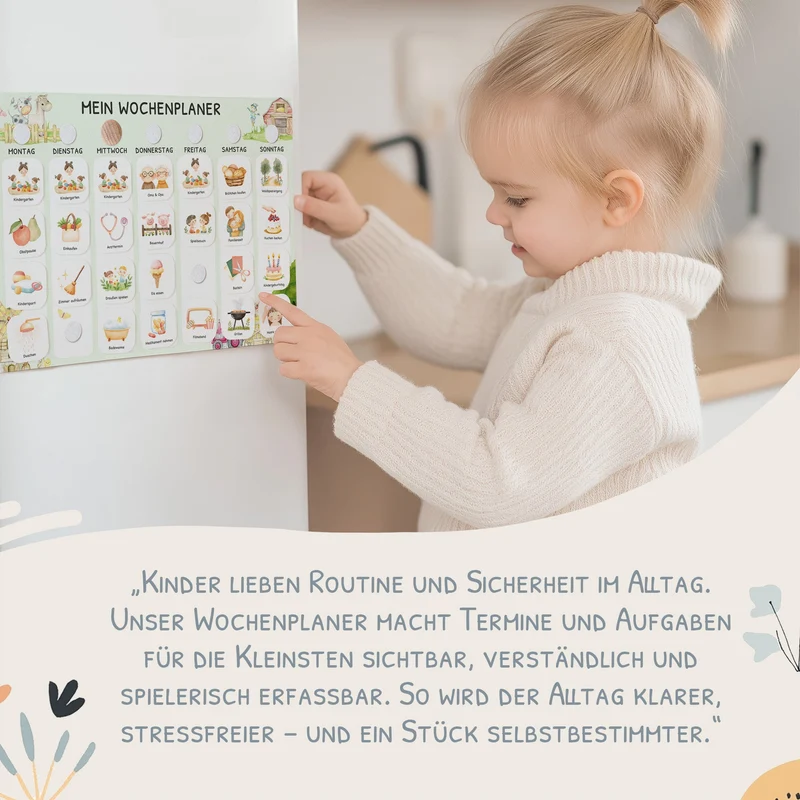 Wochenplaner Kinder inkl. 350 Routinekärtchen - Motiv Bauernhof