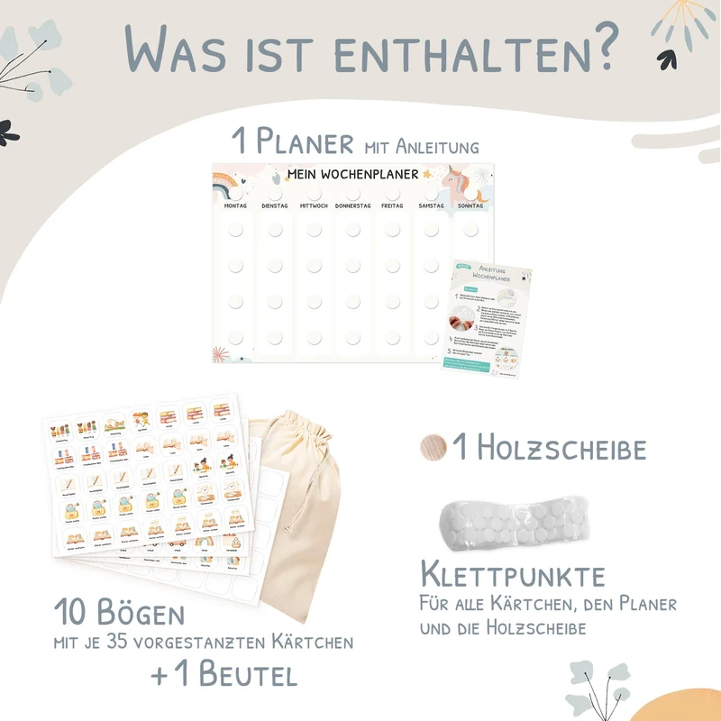 Wochenplaner Kinder inkl. 350 Routinekärtchen - Einhorn